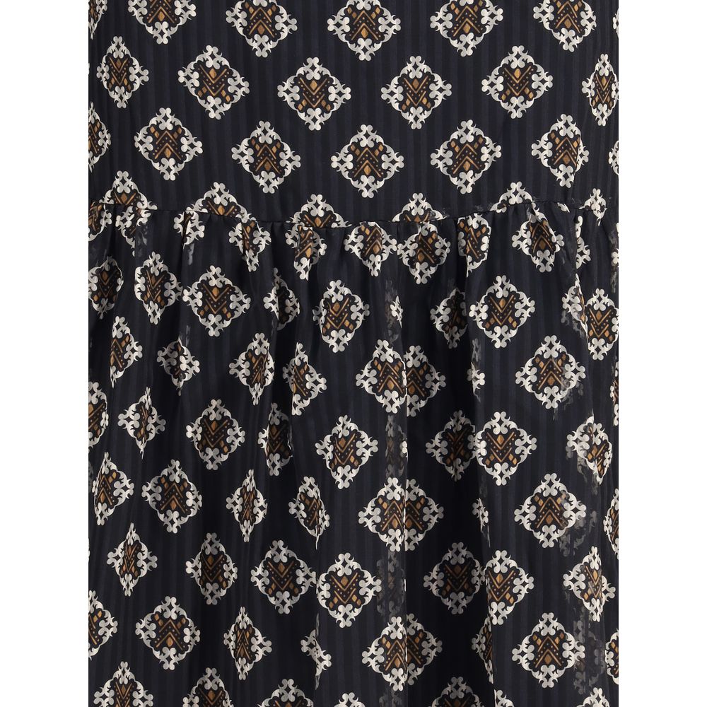 Kristina Ti Black Silk Long Dress