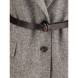 Brunello Cucinelli Brown Fleece Wool Coat