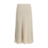 Brunello Cucinelli Cream Acetate Midi Skirt