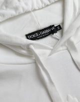 Dolce & Gabbana White Cotton Hooded Pullover Sweatshirt Men