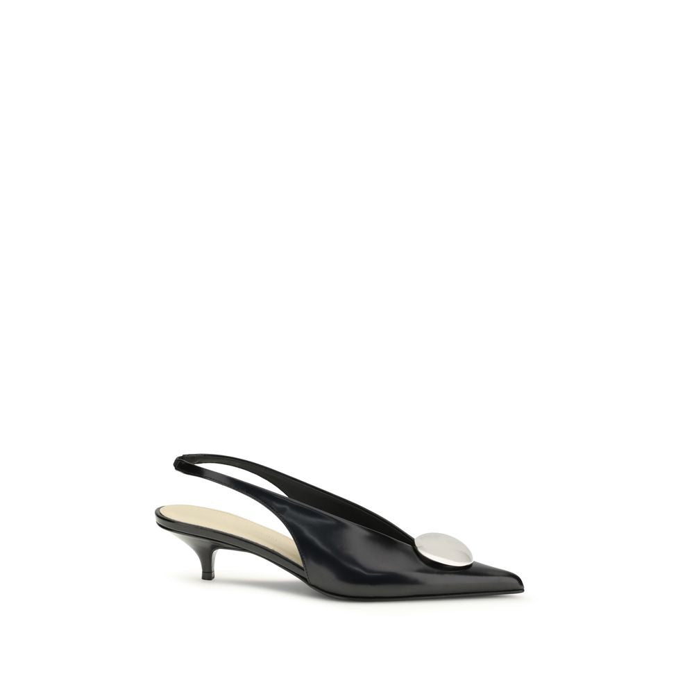Proenza Schouler Black Calf Leather Bos Taurus Mid Heel Pumps