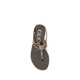Gucci Brown Calf Leather Bos Taurus Flat Sandals