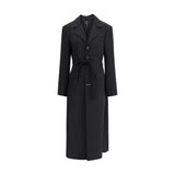 MM6 Black Fleece Wool Coat