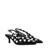 The Attico Black Leather Stiletto Heel Sandals