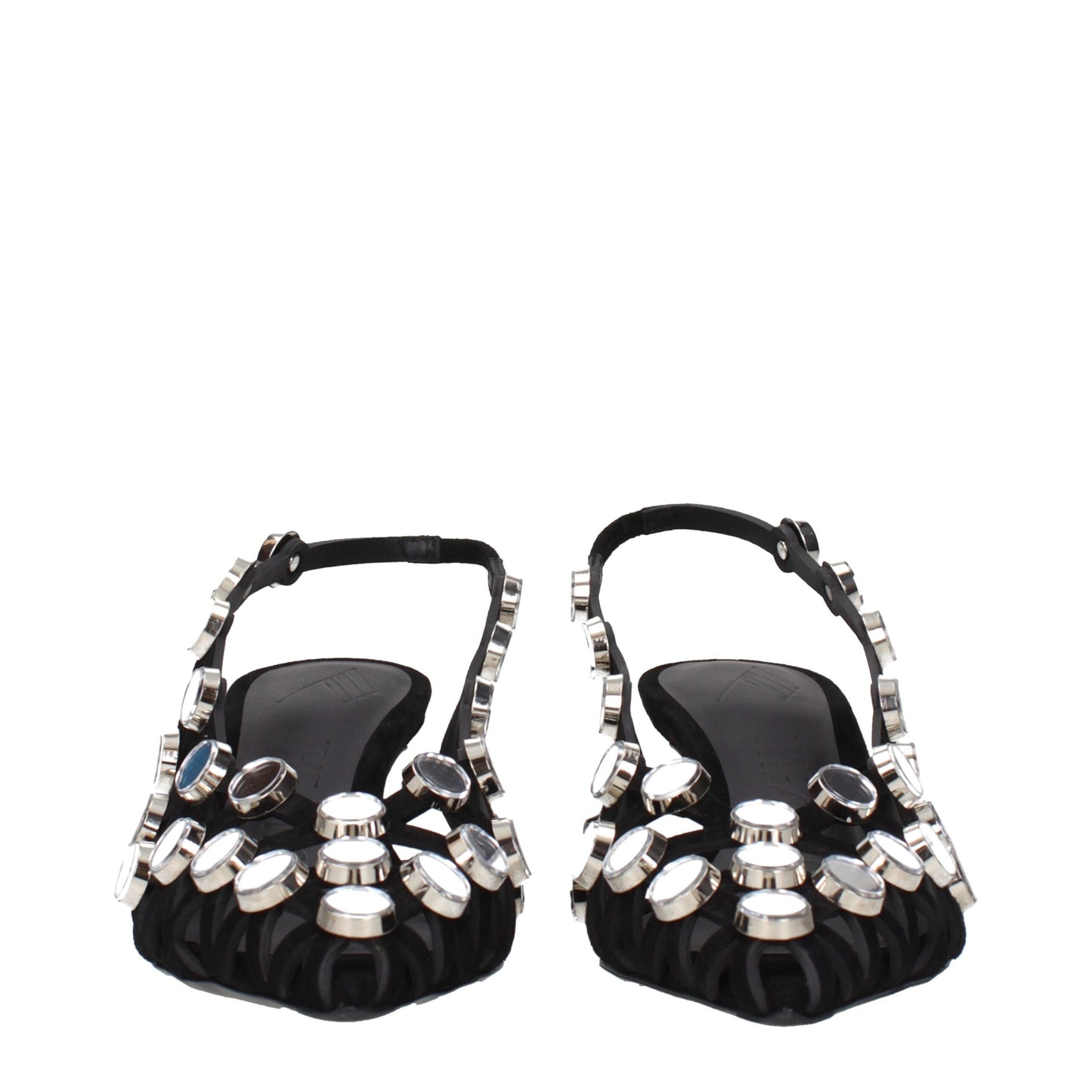 The Attico Black Leather Stiletto Heel Sandals