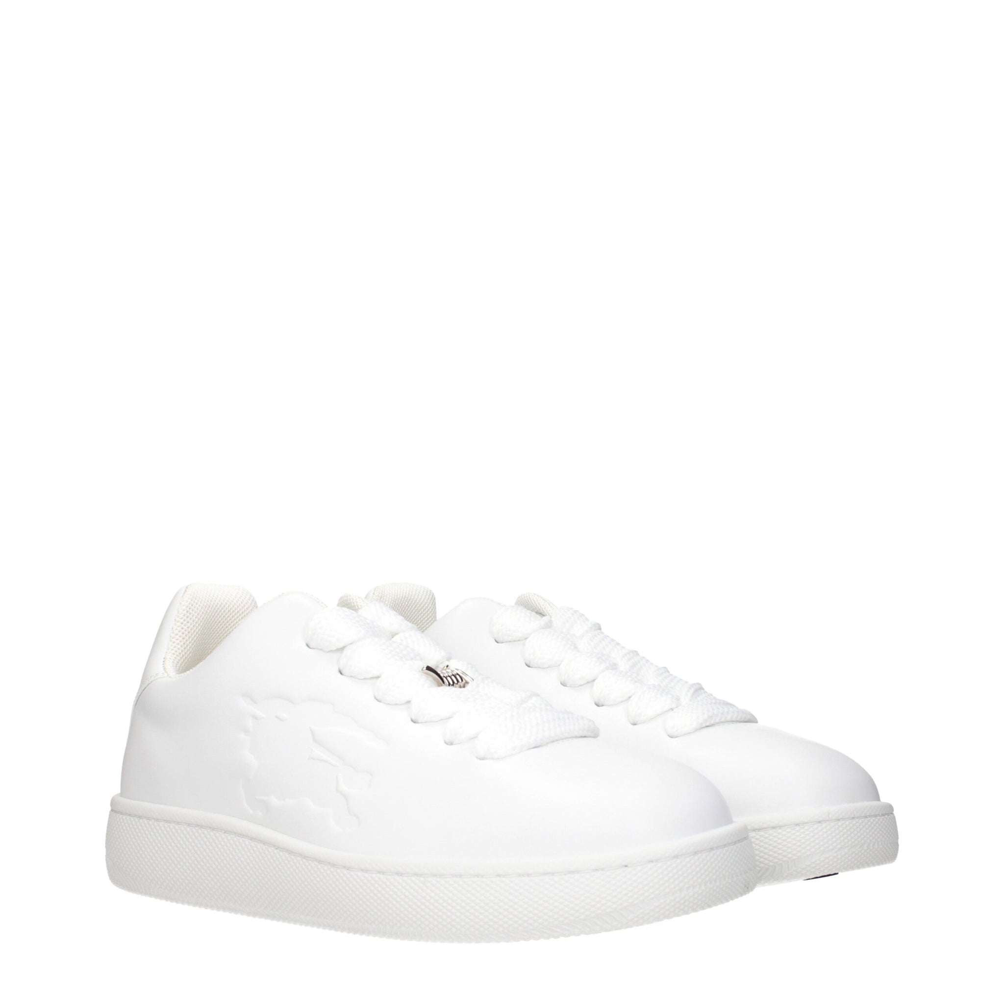 Burberry White Leather Low Top Sneakers