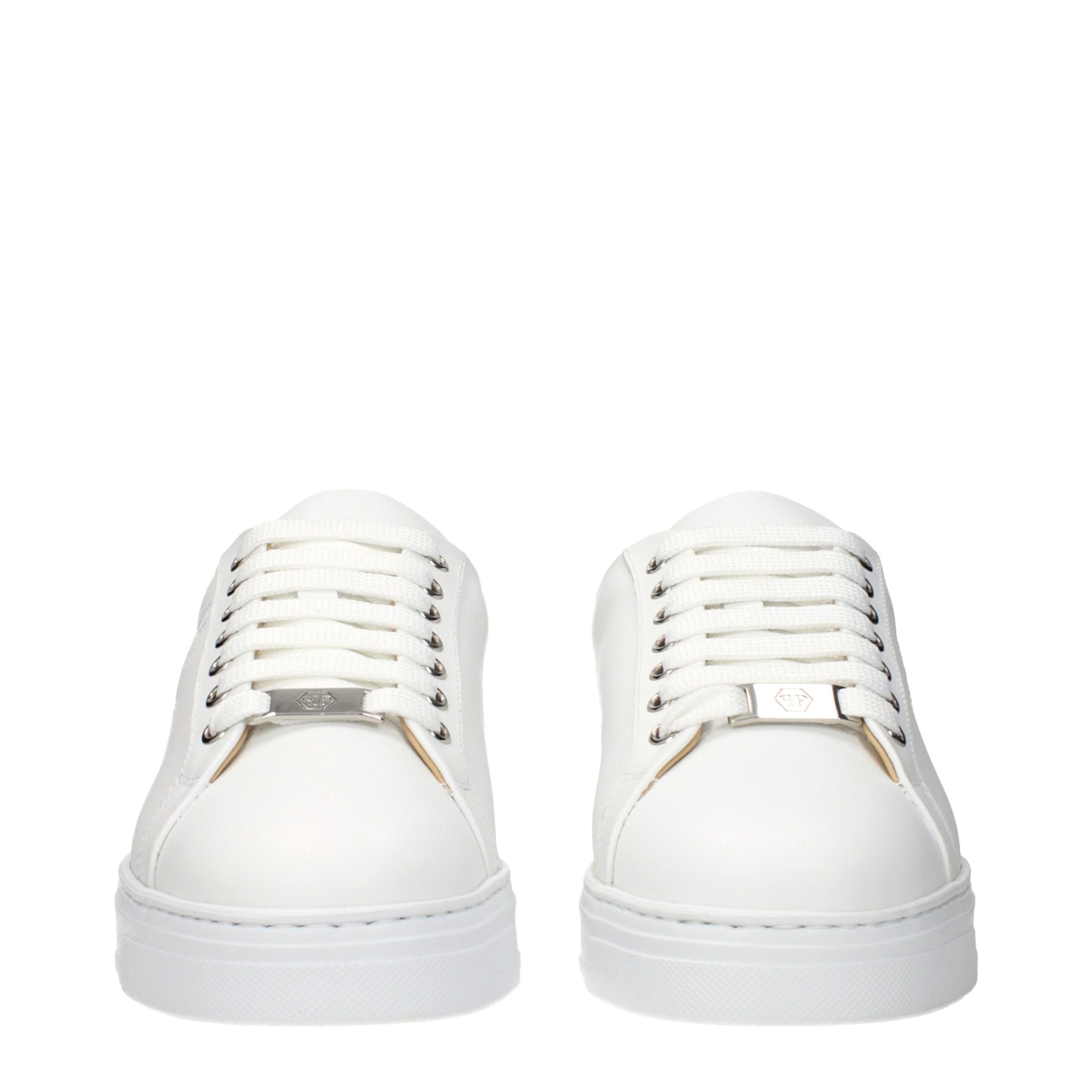 Philipp Plein White Leather Low Top Sneakers