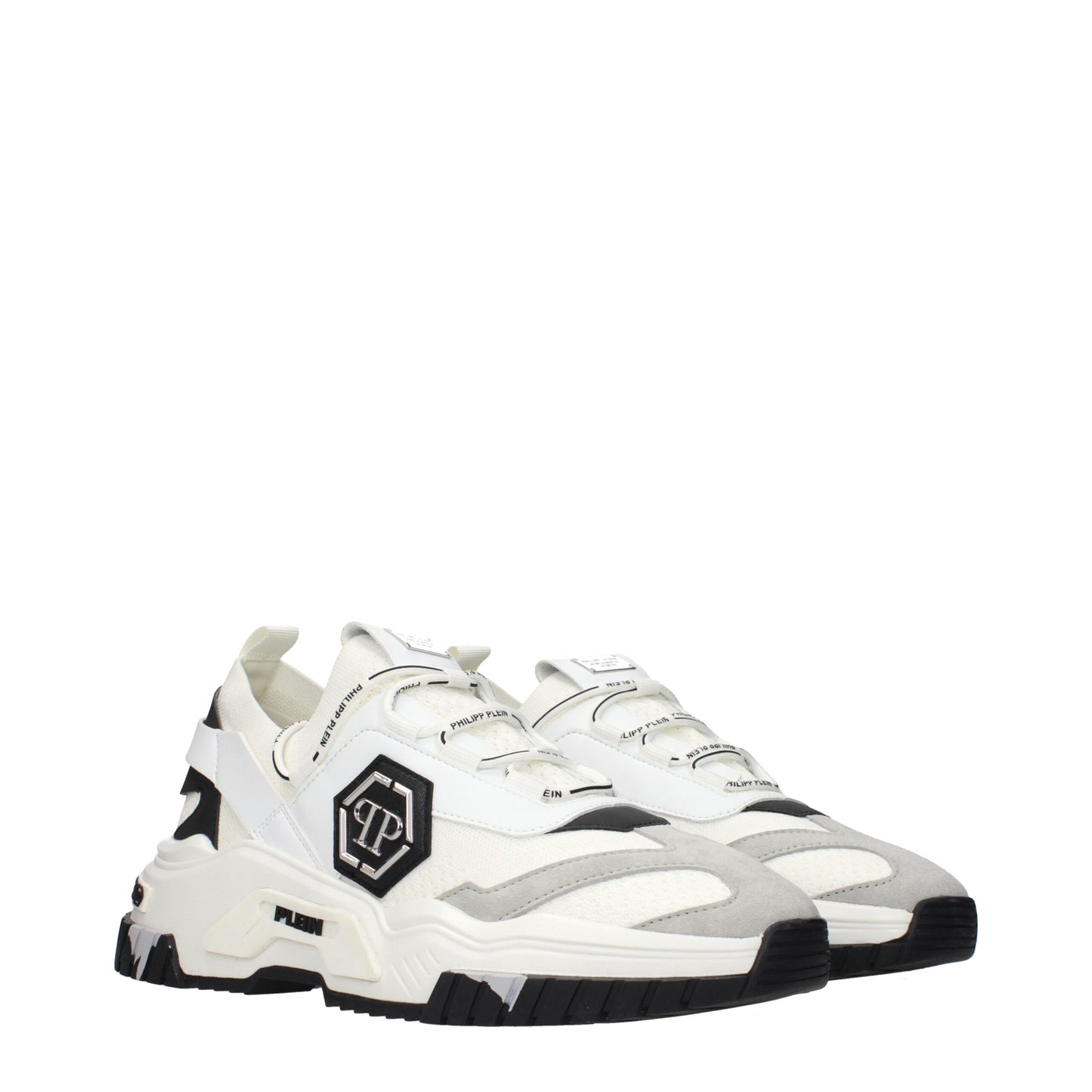 Philipp Plein White Fabric Chunky Sneakers