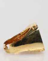 Dolce & Gabbana Gold-Tone Real Brass Black Enamel "J" Adjustable Rings