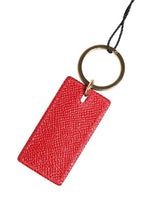 Dolce & Gabbana Red Calf Leather D&G Logo Metal Ring Keychain Keyring