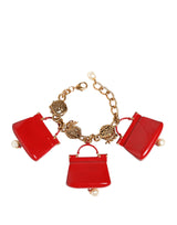 Dolce & Gabbana Gold Bronze Bag Embellished Crystals Accessory  Bracelet