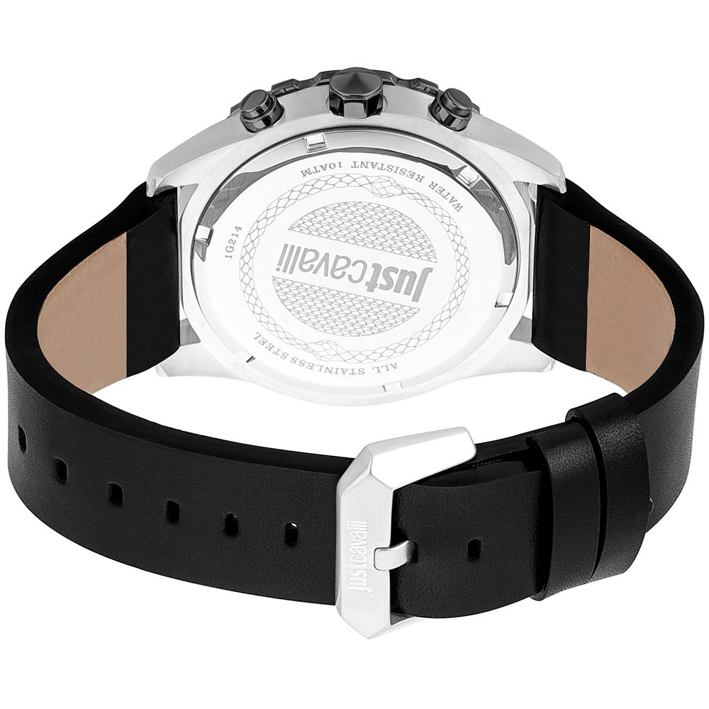 Just Cavalli Black Leather Dress Watch