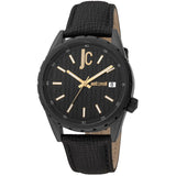 Just Cavalli Black Leather Dress Watch