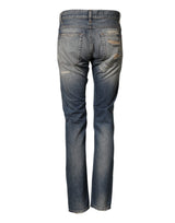 Dolce & Gabbana Blue Tattered Men Skinny Denim Trouser Jeans