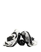 Dolce & Gabbana Black White Silk Floral Lace Crystal Accessory Hair Claw