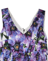 Dolce & Gabbana Purple Anemone Print Pleated Midi Dress