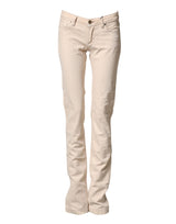 Dolce & Gabbana Beige Low Waist Cotton Slim Fit Denim Trousers Jeans