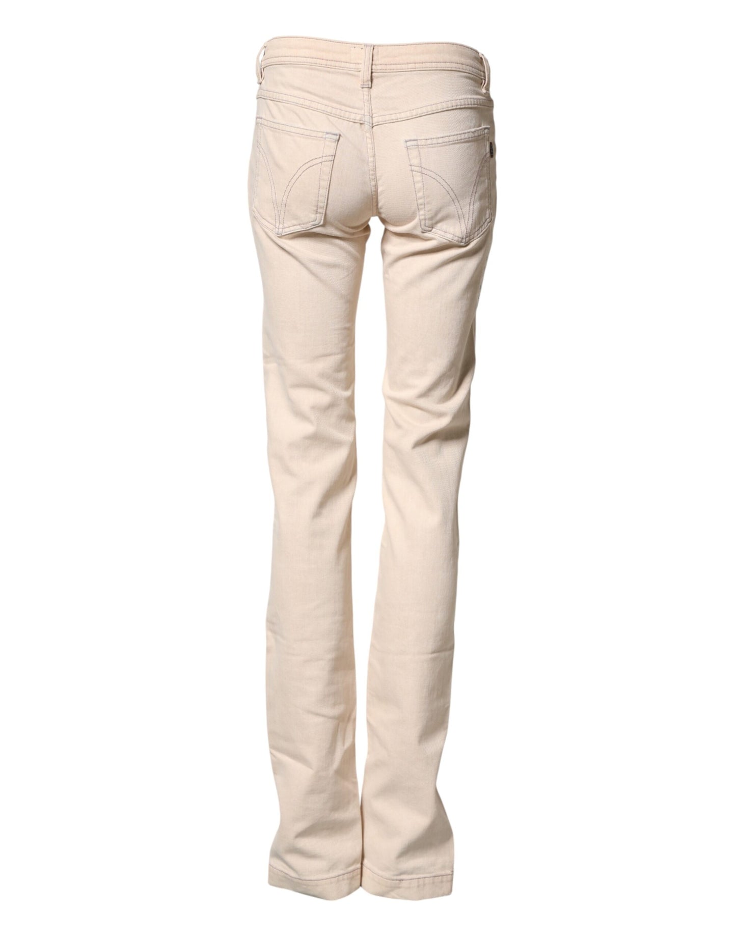 Dolce & Gabbana Beige Low Waist Cotton Slim Fit Denim Trousers Jeans