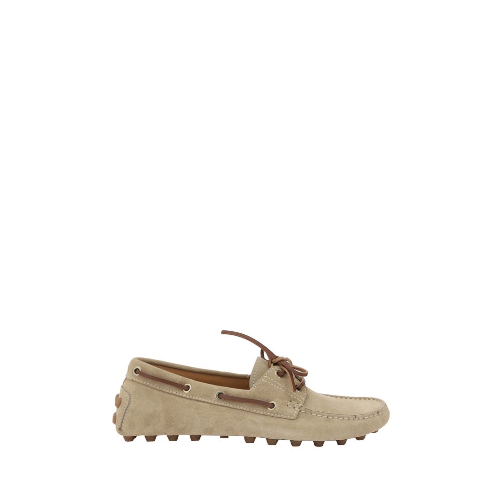 Tod's Beige Calf Leather Bos Taurus Slip-On Loafers