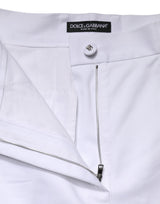 Dolce & Gabbana White Cotton High Waist WideLeg Cropped Pants