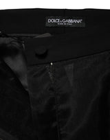 Dolce & Gabbana Black High Waist Tulle Wool Trouser Pants