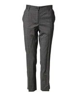Dolce & Gabbana Dark Gray Check Tartan VirginWool Dress Pants