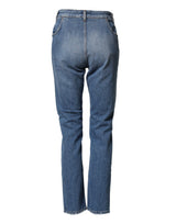 Dolce & Gabbana Blue Distressed Washed Cotton Denim Jeans
