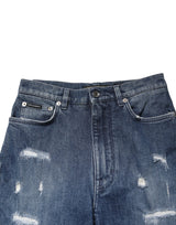 Dolce & Gabbana Blue Distressed Washed Logo GRACE Denim Jeans