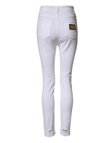 Dolce & Gabbana White Distressed High Waist Denim Jeans