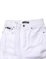 Dolce & Gabbana White Distressed High Waist Denim Jeans
