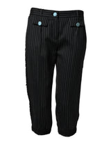 Dolce & Gabbana Black Wool Stripes Cropped Trouser Pants