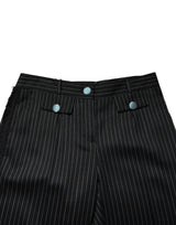 Dolce & Gabbana Black Wool Stripes Cropped Trouser Pants