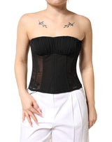 Dolce & Gabbana Black Silk Lace Bustier Corset Strapless Top