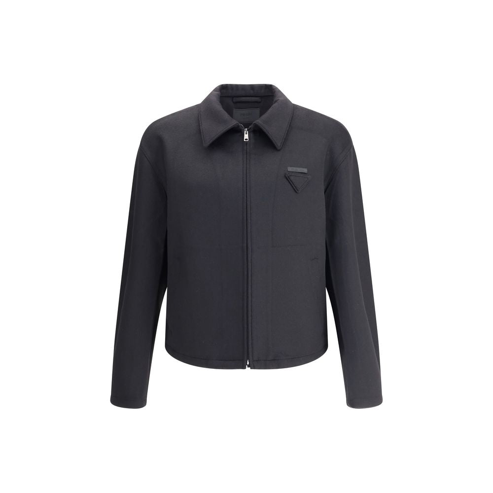 Prada Black Fleece Wool Jackets And Coat