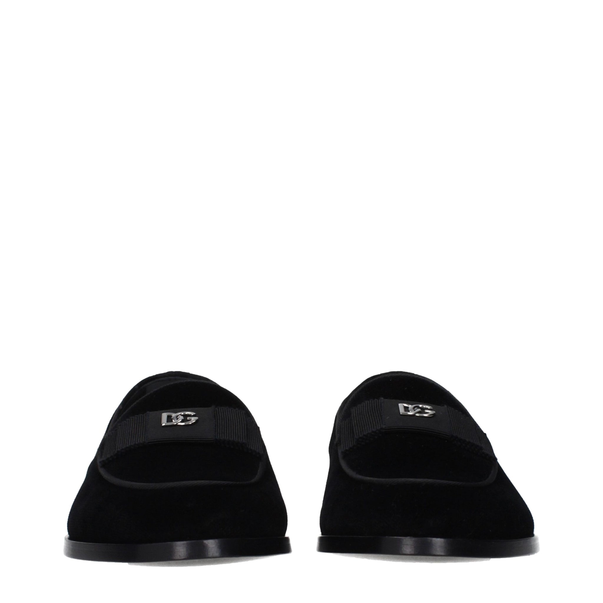 Dolce & Gabbana Black Velvet Slip-On Loafers