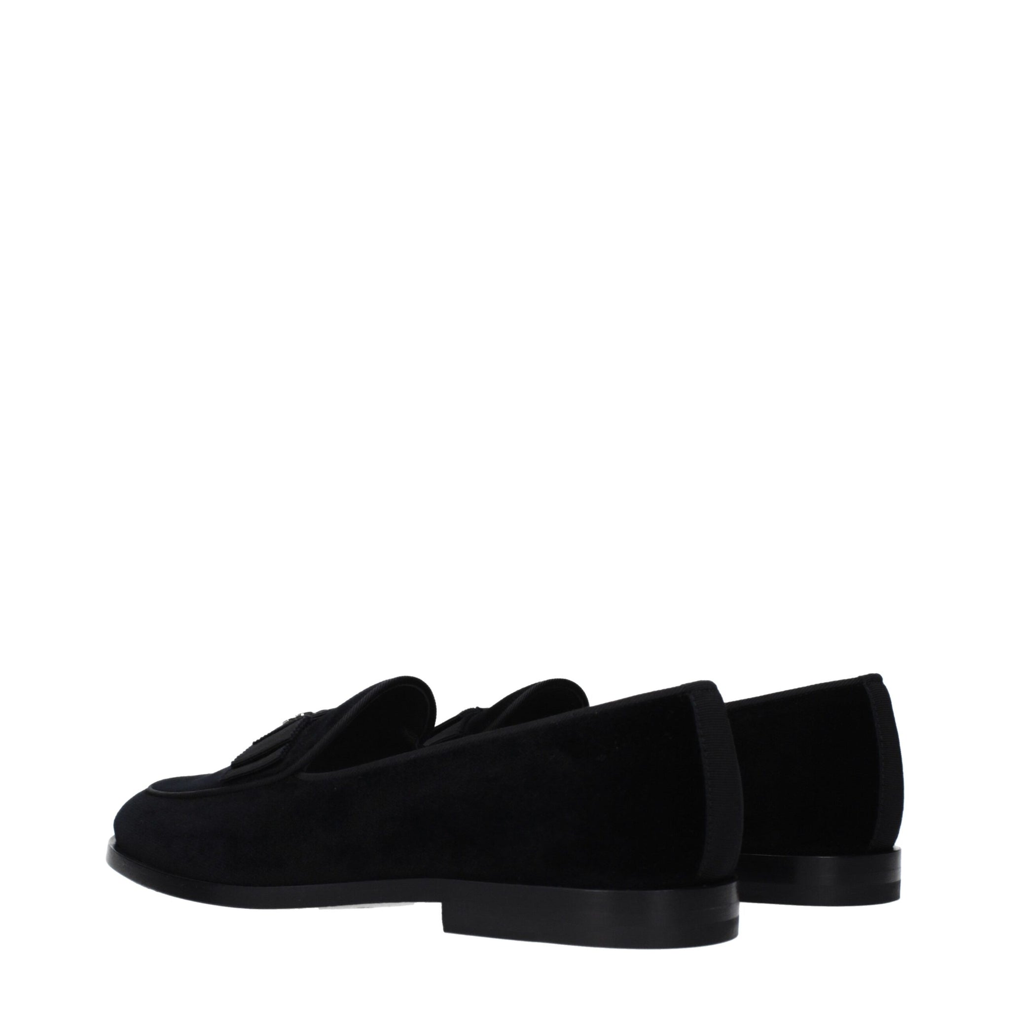 Dolce & Gabbana Black Velvet Slip-On Loafers