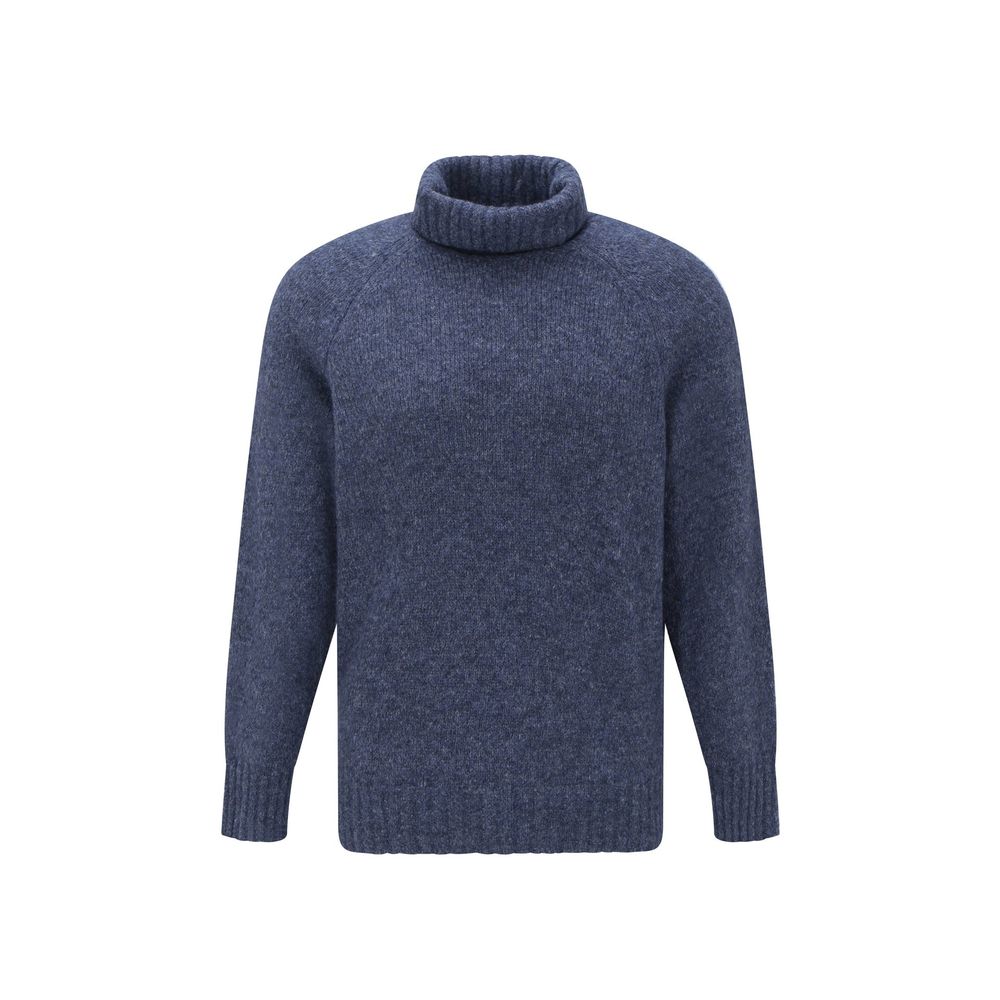 Brunello Cucinelli Blue Alpaca Leather Turtleneck