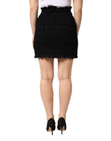 Dolce & Gabbana Black Nylon High Waist Open-Stitch Mini Skirt