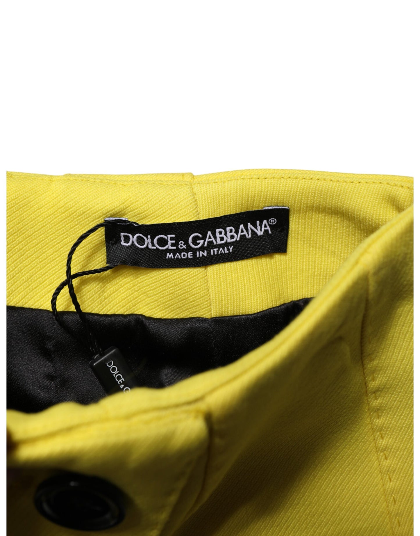 Dolce & Gabbana Yellow Wool Buttoned High Waist Mini Skirt