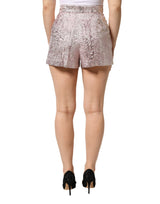 Dolce & Gabbana Pink Jacquard High Waist Hotpants Shorts