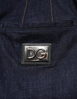 Dolce & Gabbana Dark Blue Cotton A-line Denim Midi Skirt