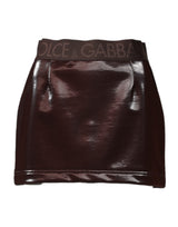 Dolce & Gabbana Dark Brown Cotton Fitted High Waist Mini Skirt