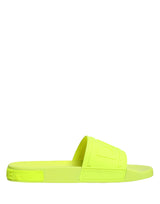 Dolce & Gabbana Green Rubber Slides Sandals Beachwear Shoes