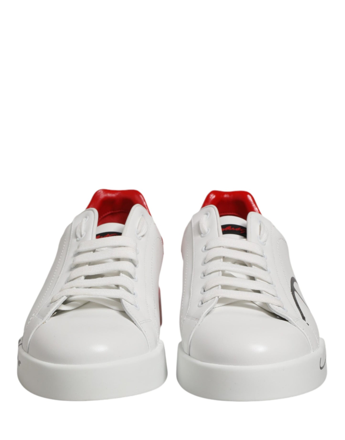 Dolce & Gabbana White Red Portofino Low Top Men Sneakers Shoes