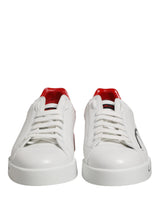 Dolce & Gabbana White Red Portofino Low Top Men Sneakers Shoes