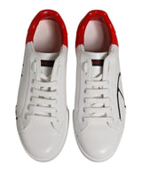 Dolce & Gabbana White Red Portofino Low Top Men Sneakers Shoes