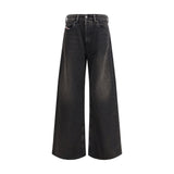 Diesel Black Cotton Relaxed Fit Jeans