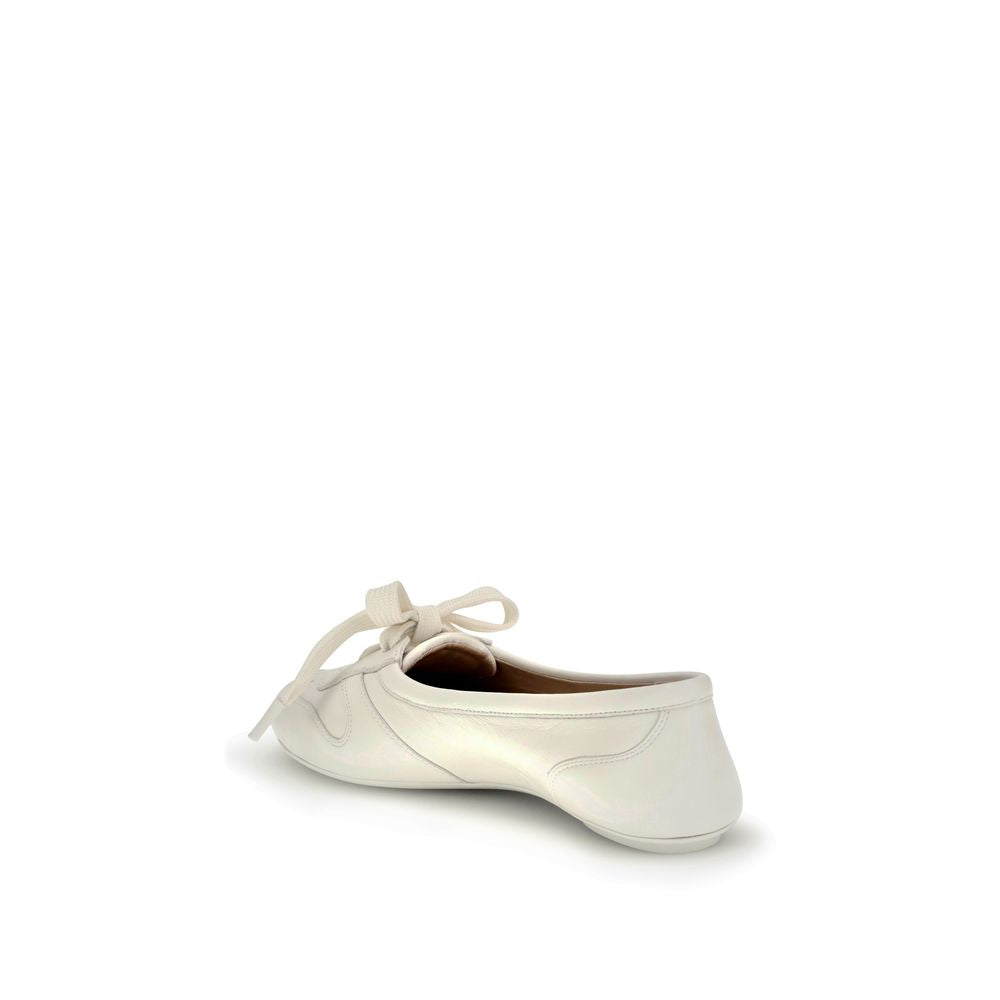 Gianvito Rossi White Calf Leather Bos Taurus Ballet Flats