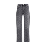 Marine Serre Gray Cotton Straight-Leg Jeans