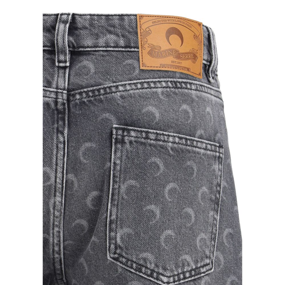 Marine Serre Gray Cotton Straight-Leg Jeans